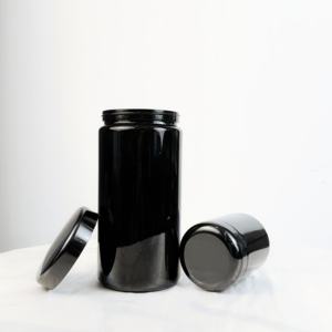Juego de tarros de crema de vidrio violeta UV oscuro, botella de suplemento alimenticio a prueba de olor, tapa negra para embalaje, 50ml, 200ml, 250ml, flores secas de goma - Product Image 2