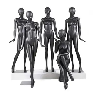 热卖蘑菇头优雅黑色玻璃纤维坐姿女性人体模型白色站立全身人体模型