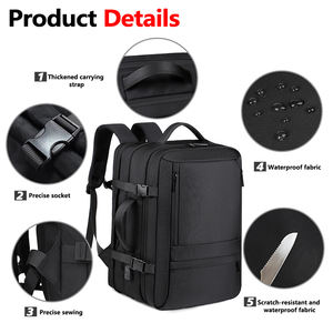 Рюкзак для ноутбука VIPOKO с индивидуальным логотипом, водонепроницаемый, вместимостью 36-55 л, для путешествий на открытом воздухе, расширяемый дизайн - Product Image 4