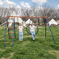 Zoshine Ensemble de balançoires pour enfants intérieur/extérieur, structure en alliage, équipement de terrain de jeu, hauteur 255 cm, 2 à 5 places, pour jardin, cour et maisonnette de jeu