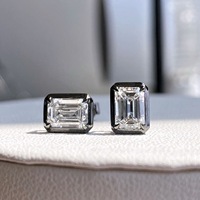 Boucles d'oreilles en diamant de laboratoire certifié IGI, taille émeraude 1 carat, couleur D, plaqué or 14k 18k, clous vintage pour femme, cadeau de mariage