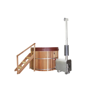 Bañera de hidromasaje caliente de madera Bañera de hidromasaje de cedro rojo al aire libre con estufa de leña Barril Bañeras de hidromasaje para uso de 1-6 personas - Product Image 1