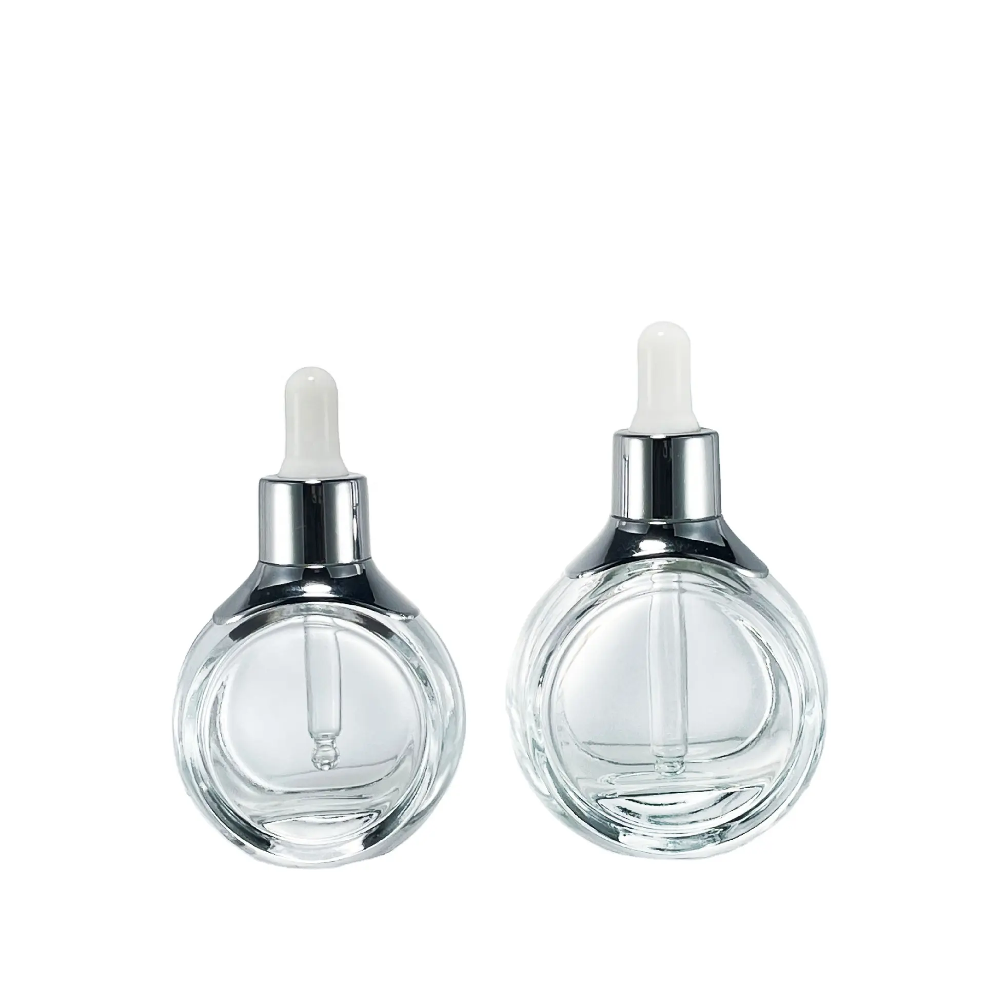 Botol minyak parfum berbentuk bola 30Ml 1oz botol minyak parfum 1.7flGlass Dropper botol minyak Serum kosmetik transparan dengan penetes