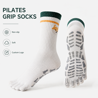 Kaos Kaki Yoga Pilates Khusus dengan Alas Silikon Anti Selip, Manset Elastis, Bahan Bernapas, Cepat Kering, Rajutan, untuk Studio Barre Dance, Unisex Dewasa, Musim Gugur