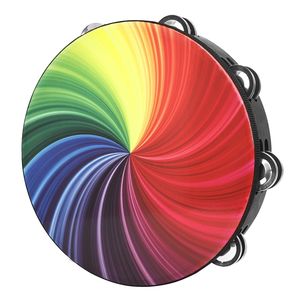 High Quality 10 Inch Colorful Double Row Hand Tambourine Lightweight Portable Dance Performance Prop <b>Music</b> Rhythm Instrument - Product Image 2