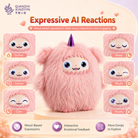 Peluche Monstre Rose Gummy Beast AI avec Corne de Licorne Violette, Fourrure Ultra Longue, 3 Modèles IA, Encyclopédie ChatGPT, Plus de 50 Langues, WiFi