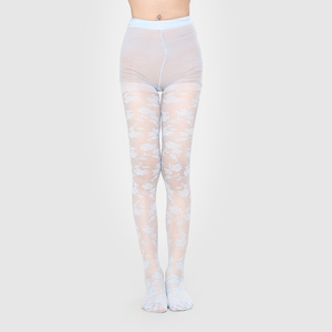 Collant in Pizzo Floreale Azzurro Trasparente Elasticizzato Personalizzato per Donna, Primavera-Estate - Product Image 1