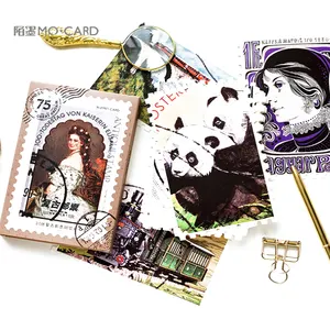 每包30张原始盒装明信片复古邮票创意DIY生日礼物明信片和贺卡
