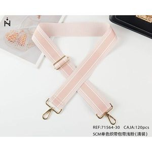 Sangle en tissu 5 cm, couleur unie rose clair, pour accessoire de sac - Product Image 1