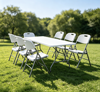 Table pliante robuste pour le camping en plein air, plateau en HDPE, pieds en tube d'acier, stable, durable, capacité de charge élevée