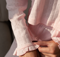 Ensemble de pyjama deux pièces en modal de bambou avec logo personnalisé, vêtements de nuit à volants, vente en gros, pour femmes