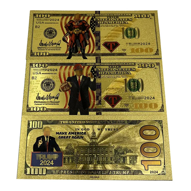 2024コレクションNFTカードUSD 100ドルお金T-R-U-M-P 24K金メッキ箔紙幣
