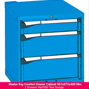 Fami Master Key Comfort <b>Drawer</b> Cabinet 561x573x400 Mm 2 <b>Drawers</b> Dark Grey Ral7000 <b>Tool</b> Storage - Product Image 3