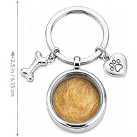 Mini porte-clés commémoratif pour poils d'animaux, pendentif médaillon en verre transparent, breloques en forme d'os de chien, patte, cœur, souvenir pour chat, cadeau pour la perte d'un animal de compagnie