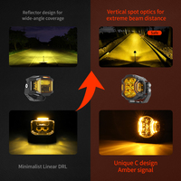 Luces LED de cubo cuadradas de 3 pulgadas de alto brillo con luz diurna ámbar para montaje lateral en Toyota Tundra 4x4