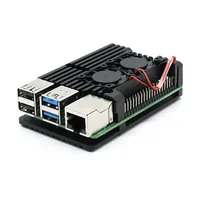 Carcasa de Aleación de Aluminio CNC con Dos Ventiladores, Carcasa Metálica Negra con Dos Ventiladores de Refrigeración y Disipadores de Calor para Raspberry Pi 4 Modelo B RPi 3B