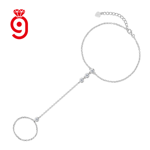 Pulsera de mano delicada y moderna con moissanita minimalista, de <span class=keywords><strong>plata</strong></span> de ley 925, con anillo ajustable, tipo esclava - Product Image 1