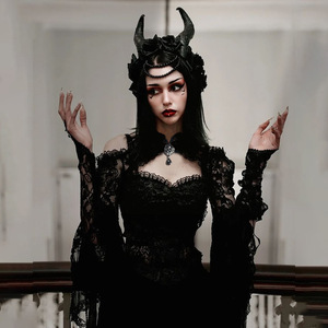 <span class=keywords><strong>Corset</strong></span> gothique en dentelle pour femme, haut sculptant vintage noir, tenue amincissante pour Halloween, cosplay, événement, contrôle léger, fin, pour adultes - Product Image 1