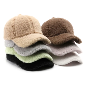 Fleece Baseball <b>Cap</b> 6-Panel Solid Color Unisex <b>Winter</b> Hat Plush Fitted Style Adult Size 56-58CM - Product Image 5