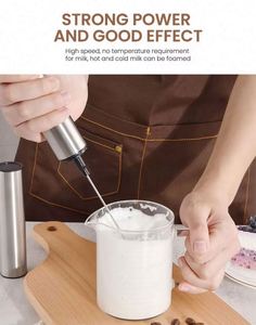 Electric Frother Milk With Sleeve Whisk Stainless Steel Electric Milk Frother Handheld USB Rechargeable Handheld Whisk - Product Image 4