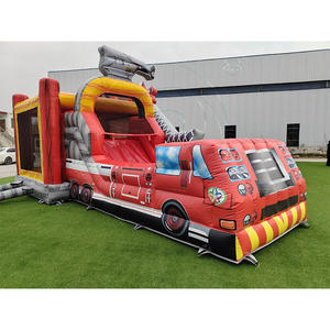 Casa Inflable de Juegos para Niños con Forma de Camión de Bomberos, con Tobogán y Piscina, Material de PVC, Capacidad de 300-500 kg para 5-10 Pasajeros - Product Image 3