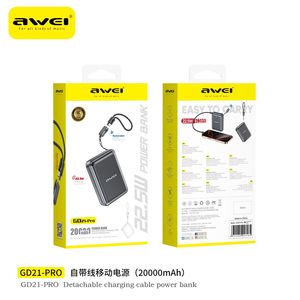 Chargeur rapide mini mince avec logo personnalisé, batterie externe 20000mAh, légère, pour le tourisme en plein air, batterie externe portable avec câble - Product Image 5