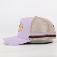 Parche de cuero personalizado Logo Gorras al por mayor de alta calidad de algodón clásico Oem 5 Panel deportes gorra de camionero bordado malla sombrero
