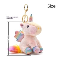 Peluche Pendentif Porte-clés Licorne Rose Arc-en-ciel Ailes d'Ange Irisées Longues et Douces Nouveau Style Cadeau 10cm 5-7 Ans