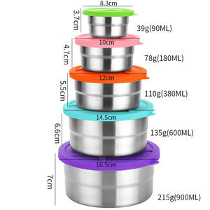 household 304 stainless steel round food storage container with lid outdoor <b>lunch</b> <b>box</b> children snack <b>box</b> kitchen food container - Product Image 2