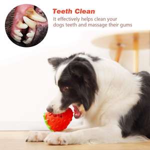 Gıda dağıtım köpek bulmaca oyuncaklar kauçuk köpek çiğneme oyuncakları çilek şekli interaktif köpek zenginleştirme oyuncaklar tedavi - Product Image 4