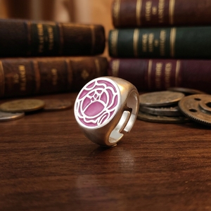 <span class=keywords><strong>Anillo</strong></span> Ajustable con Sello de Rosa Rosa, Joyería de Cosplay de <span class=keywords><strong>Utena</strong></span> Tenjou y Anthy Himemiya, Venta al por Mayor para Fans - Product Image 1