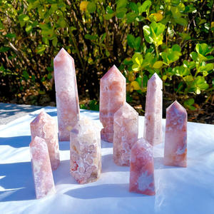 Offres Spéciales : Pierre de Guérison en <span class=keywords><strong>Agate</strong></span> Fleur Naturelle, Tour de Cristal Violet Fleur de Cerisier pour Artisanat en Cristal - Product Image 3