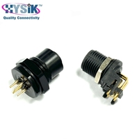 Conector Macho de Ángulo Recto Codificado A de 5 Pines M12 de Plástico Impermeable para Montaje en Panel PCB NMEA 2000