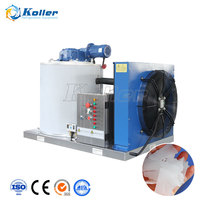 Machine à glace en flocons Koller 1 tonne, en acier inoxydable 304/316, machine à glace industrielle à eau de mer pour le refroidissement des fruits de mer