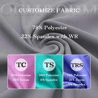 Op maat gemaakte gekleurde werkuniformen voor heren, 78% polyester, 22% spandex, stretch, chirurgische bovenkleding, scrubsets