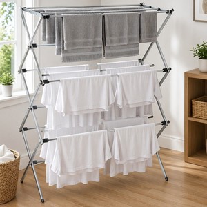 Séchoir à linge pliable robuste en métal antirouille, support <span class=keywords><strong>de</strong></span> séchage vertical pour vêtements, gain <span class=keywords><strong>de</strong></span> place, rangement domestique - Product Image 1