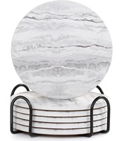 Sous-verres avec support pour table basse, sous-verres absorbants style marbre, sous-verres en céramique pour table en bois, adaptés à tous types de tasses