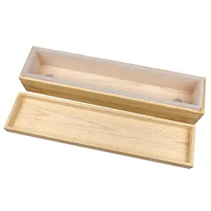 2200 ml 77 oz große rechteckige Silikon-Seifenform mit Holzbox und Deckel DIY handgemachte Seifenherstellungswerkzeuge