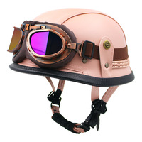 Casque en cuir Vintage allemand de la seconde guerre mondiale, demi-casque d'été, demi-casque demi-couvert, casque de moto pour hommes et femmes