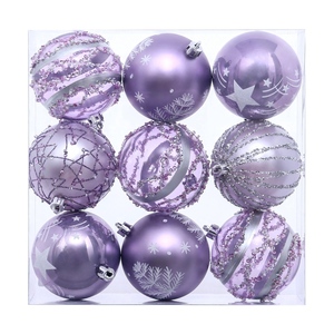 Palline di Natale Viola Lavanda 9 Pezzi 8cm Multi-Stile Glitter <span class=keywords><strong>Argento</strong></span> Infrangibili Palline Decorative per <span class=keywords><strong>Albero</strong></span> di Natale in PVC Confezione Regalo - Product Image 2