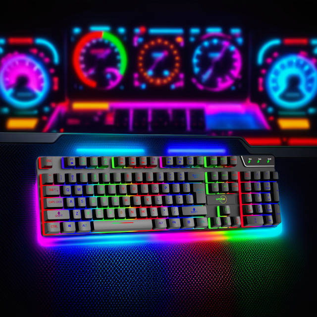 Multicolor Fashion RGB LED Backlit Wired Ergonomic Mini Gaming Keyboard Teclado Gamer with Mechanical Keys Wired Keyboard