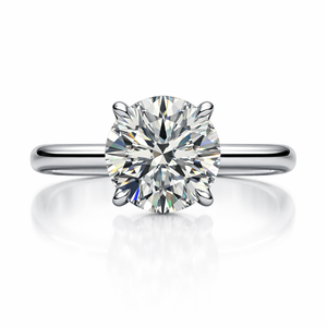 Anillo elegante minimalista de platino con diamantes para mujer, anillo de compromiso simple, anillo de boda, joyería fina, regalo para uso diario - Product Image 1