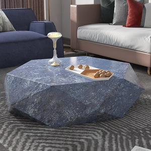 Oem Factory Custom Sculptural Shape Diamond Rhombus Sintered Marble Stone Slate Coffee Table for Living Room - Product Image 6