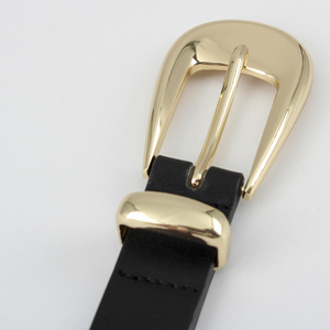 Cinturón negro fino de anillo de metal con hebilla de aguja para mujer nuevo a la moda personalizado para dama - Product Image 2