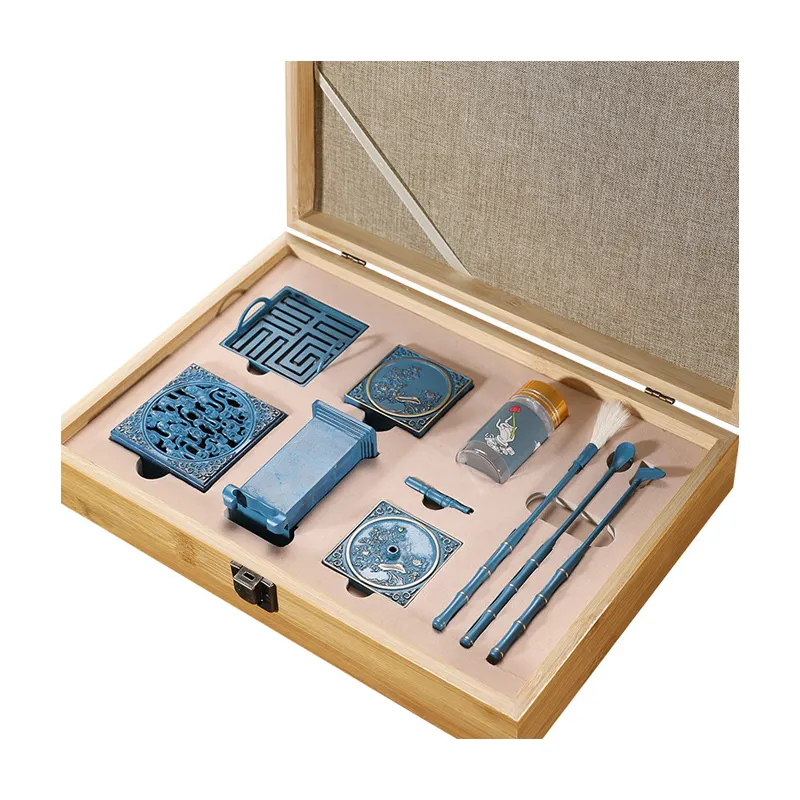 Großhandel Weihrauch halter Set Messing Weihrauch brenner Fein Räucher gefäß Werkzeug kasten Geschenke und Kunst handwerk