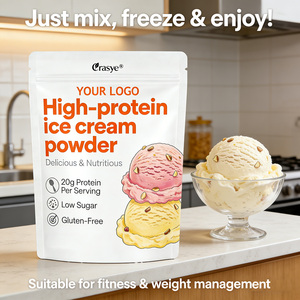 אבקת גלידה עתירת חלבון 20 גרם OEM/ODM, תערובת גלידה דלת סוכר, טעימה ומזינה, תוסף תזונה לספורט לבניית שרירים - Product Image 2