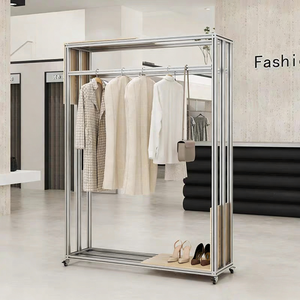 Espositore per Negozio di Abbigliamento in Lega di Alluminio, Appendiabiti Argento, Scaffale Laterale per Abbigliamento <span class=keywords><strong>Uomo</strong></span> e Donna - Product Image 2