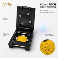 Estación de prueba de IC con soquete tipo clamshell OEM personalizado de paso de 0.2mm para semiconductores, con pines Pogo de elastómero conductor de ajuste manual por presión.