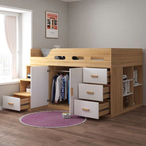 Meubles <span class=keywords><strong>de</strong></span> chambre à coucher écologiques modernes, <span class=keywords><strong>lit</strong></span> <span class=keywords><strong>superposé</strong></span> en bois <span class=keywords><strong>de</strong></span> pin MDF pour enfants <span class=keywords><strong>avec</strong></span> armoire et commode - Product Image 1