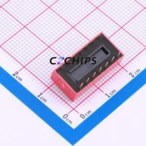 2.54-7P CJPB-H DIP Switch Through hole Component (THT) Switch Flat Toggle, Raised Type Single Pole Single Throw 7 PC Pin - Product Image 2